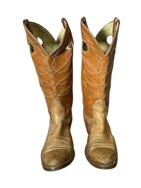 Vintage Leather Cowboy Boot with Hole design